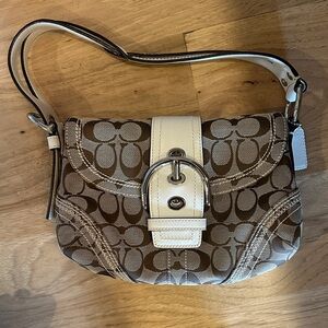 Coach Brown and Cream Shoulder Bag